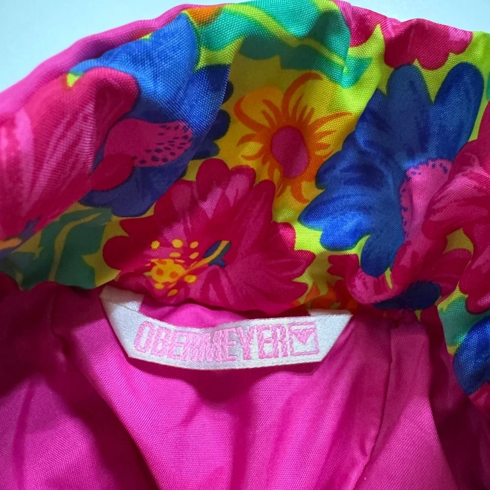 Vintage 90's Obermeyer Snow Suit 3 Pink Blue Floral Maui I-Grow One Piece Ski